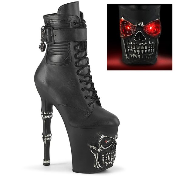Shoes - Gothic Egirl Skull Platform Lace Up High Heel Ankle Boots